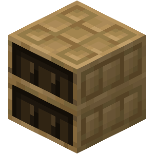 Chiseled Bookshelf item icon from Minecraft, used to depict the amount of chiseled bookshelves required to build the zossie chiseled bookshelf pixel art.